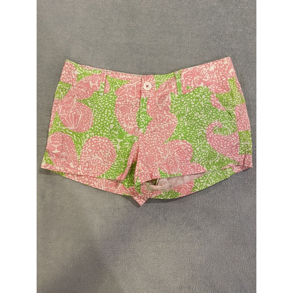 Lilly Pulitzer Womens‎ The Walsh Short Chino Shorts Pink Green Floral Low Rise 4